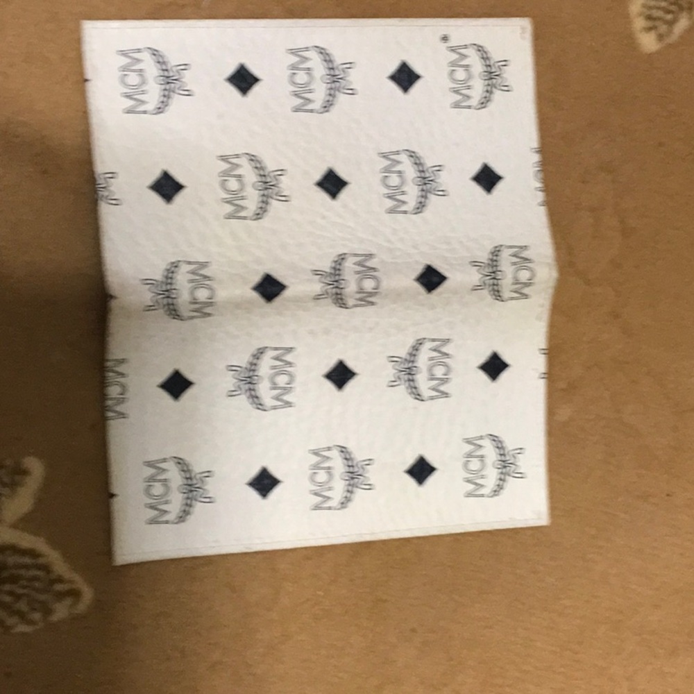 MCM White Logo Monogram Checkbook/Cell Phone Holder - Picture 2 of 3